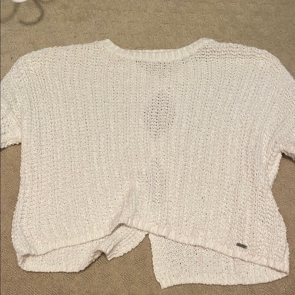 Hollister White Cardigan Sweater Ribbed Knit